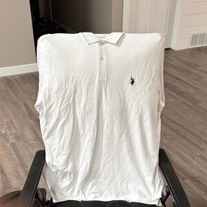 U.S. Polo Assn. White Polo with Navy Embroidered Logo